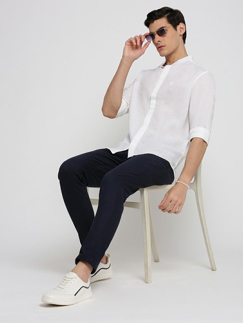 white linen blend casual shirt - 20598765 - Standard Image - 4