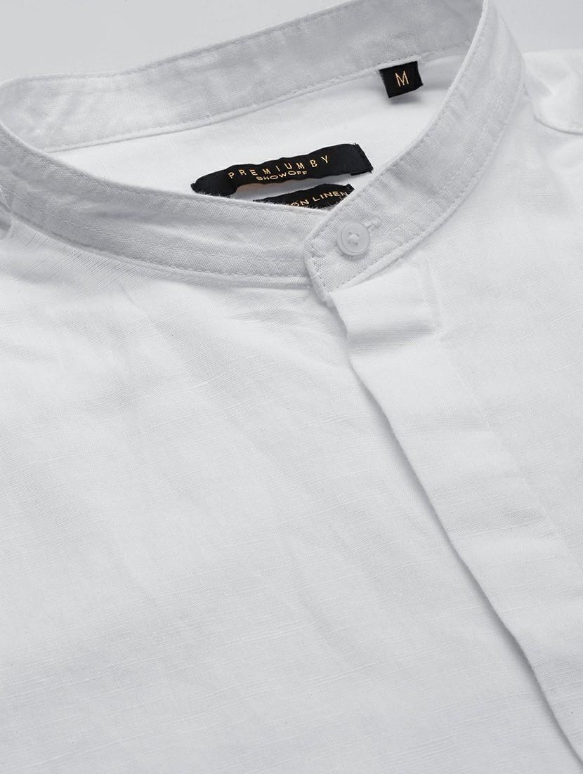 white linen blend casual shirt - 20598765 - Standard Image - 6