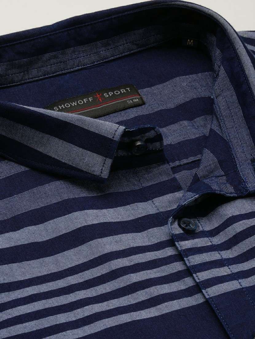 navy blue cotton blend casual shirt - 20598769 - Standard Image - 6