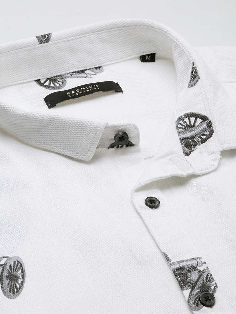 white cotton blend casual shirt - 20598770 -  Standard Image - 6