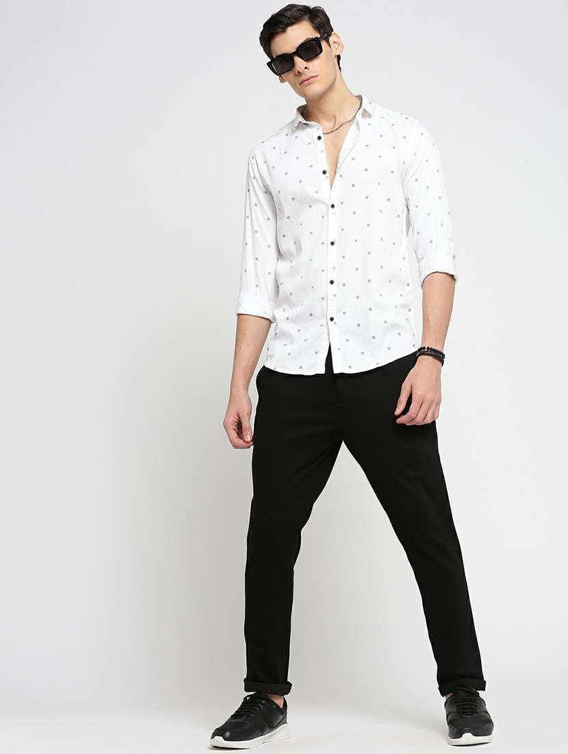 white cotton blend casual shirt - 20598772 - Standard Image - 4