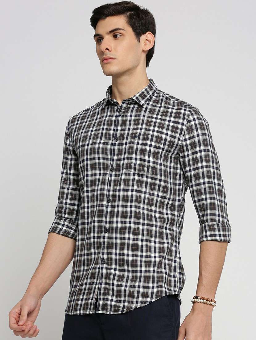 navy blue cotton blend casual shirt - 20598774 -  Standard Image - 1