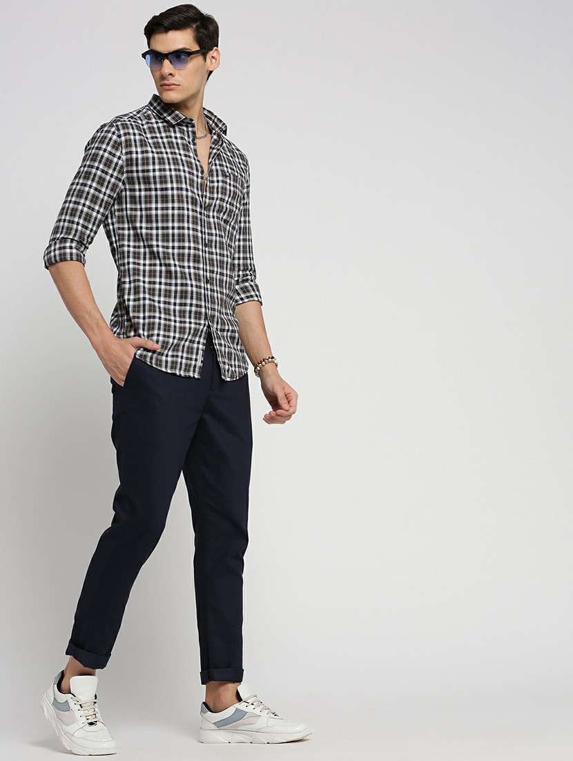 navy blue cotton blend casual shirt - 20598774 - Standard Image - 4