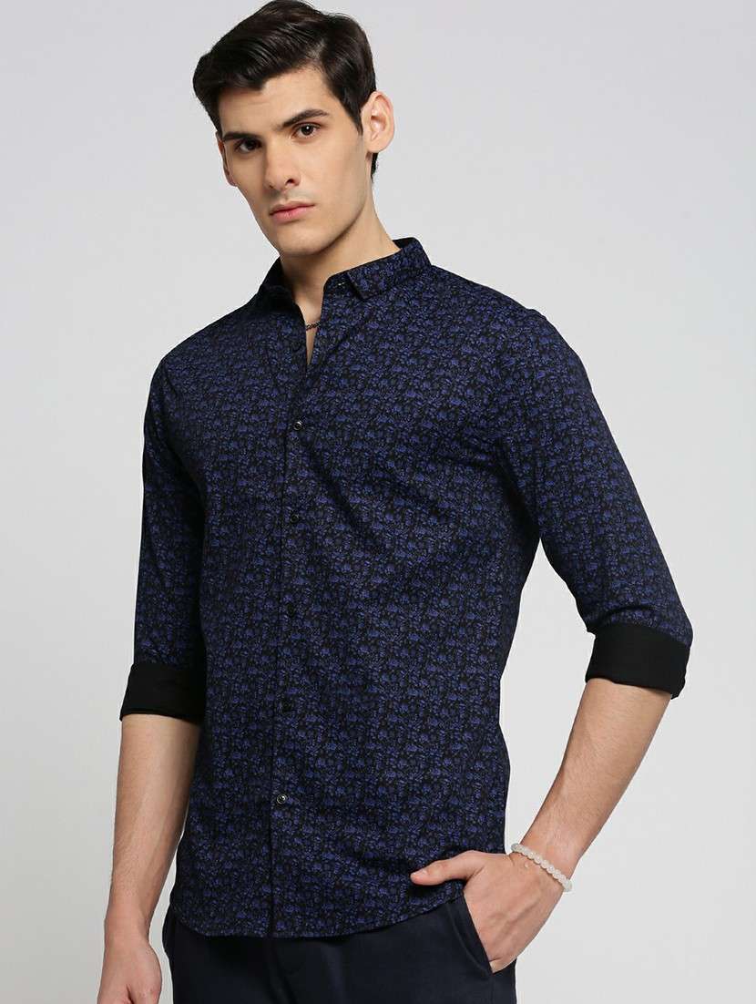 black cotton blend casual shirt - 20598777 - Standard Image - 1