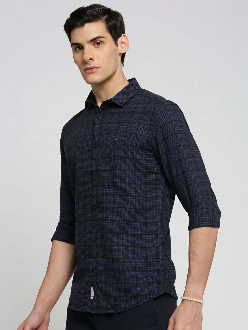 navy blue cotton blend casual shirt - 20598781 -  Standard Image - 1