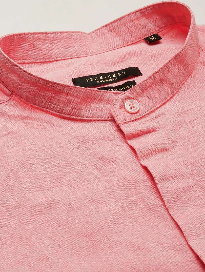 peach linen blend casual shirt - 20598784 - Standard Image - 6