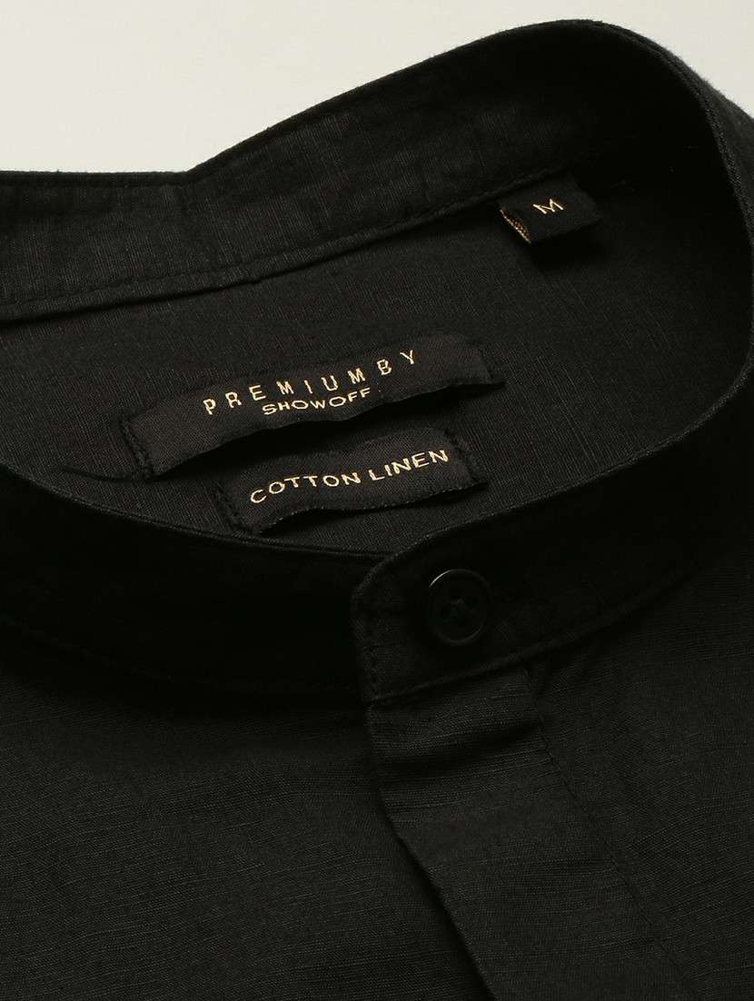 black linen blend casual shirt - 20598791 -  Standard Image - 6