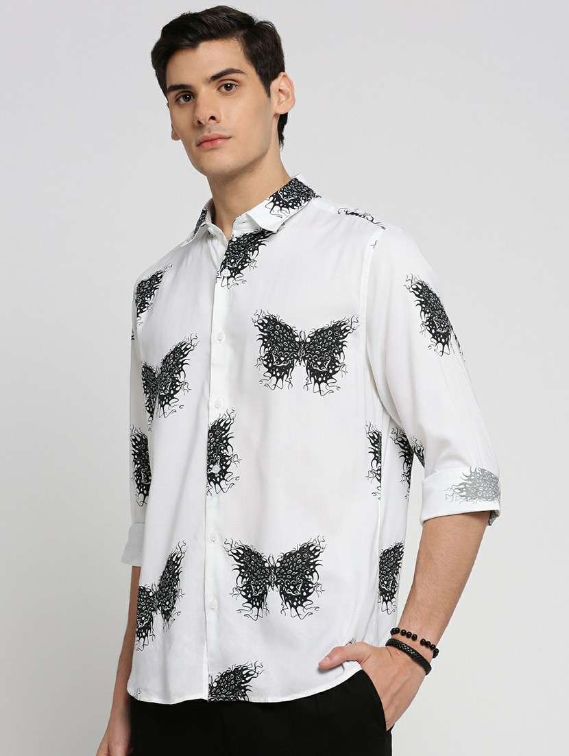 white cotton blend casual shirt - 20598792 -  Standard Image - 1