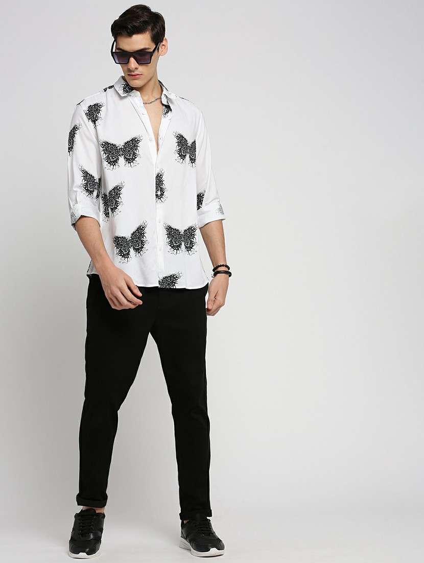 white cotton blend casual shirt - 20598792 -  Standard Image - 4