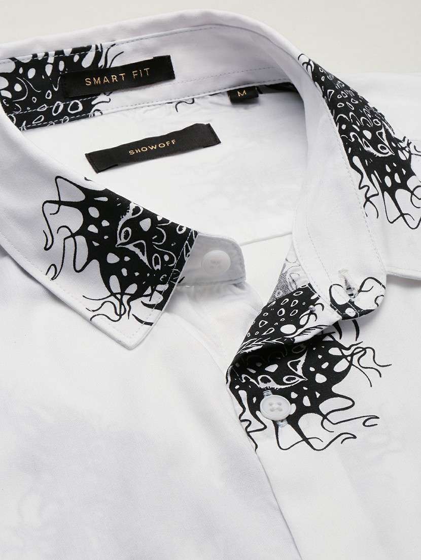 white cotton blend casual shirt - 20598792 -  Standard Image - 6