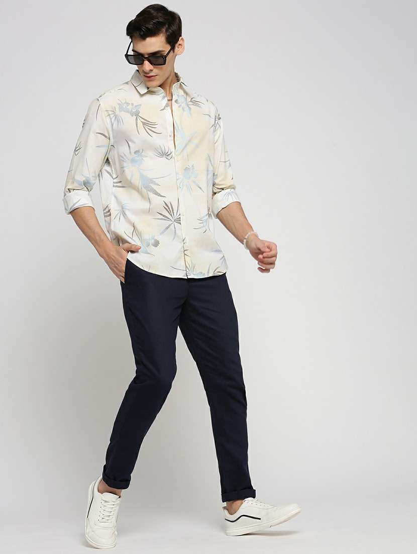 cream cotton blend casual shirt - 20598794 -  Standard Image - 4