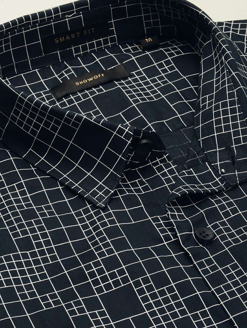 navy blue cotton blend casual shirt - 20598795 -  Standard Image - 6