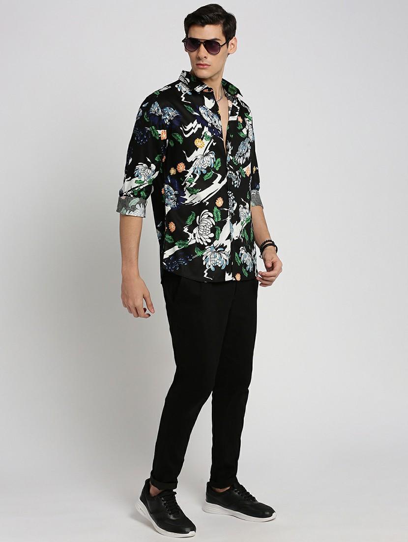 black cotton blend casual shirt - 20598796 - Standard Image - 4