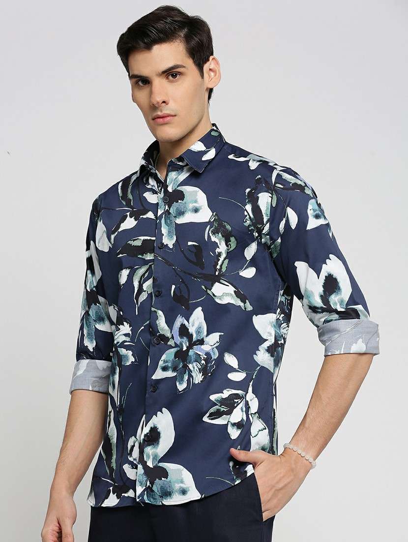 blue cotton blend casual shirt - 20598797 -  Standard Image - 1