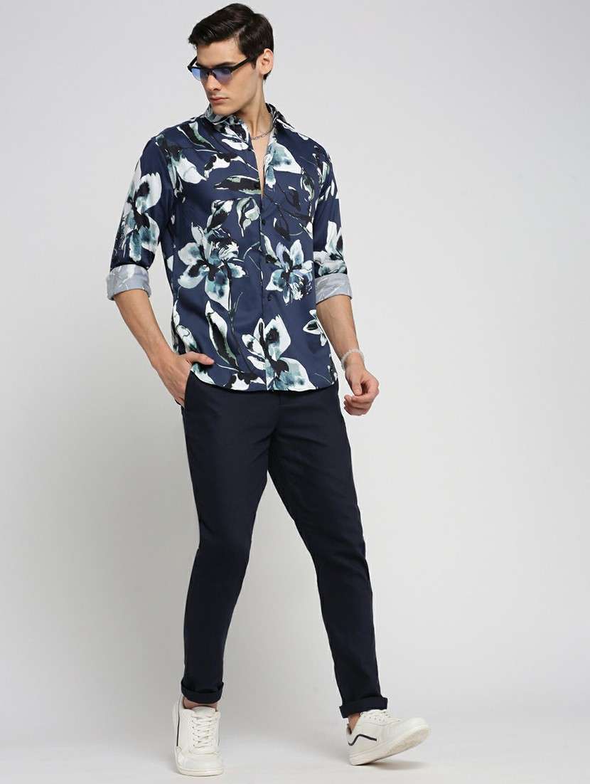 blue cotton blend casual shirt - 20598797 -  Standard Image - 4