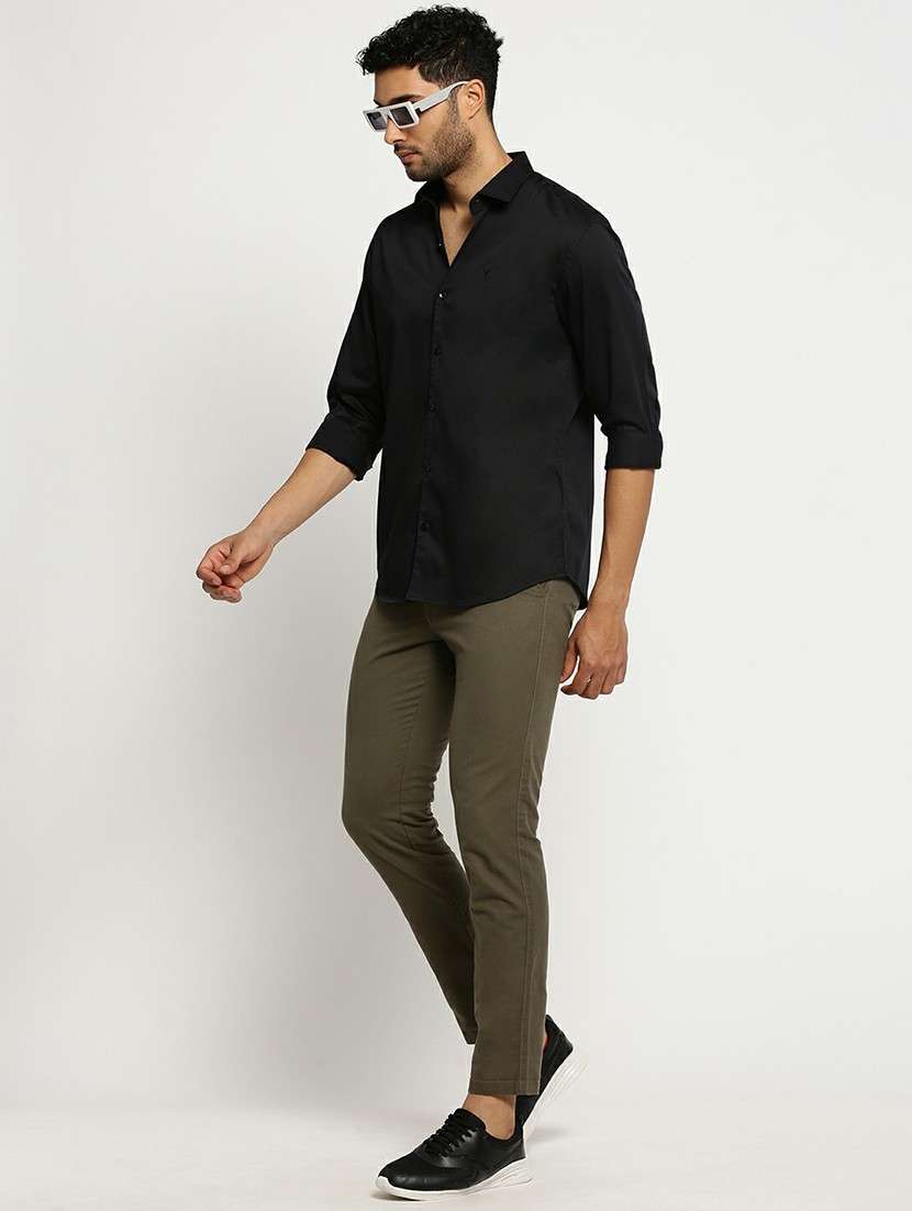 black cotton blend casual shirt - 20598798 - Standard Image - 4