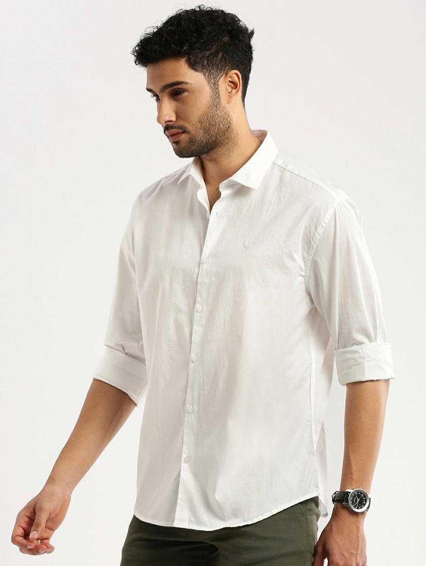 white cotton blend casual shirt - 20598800 - Standard Image - 1