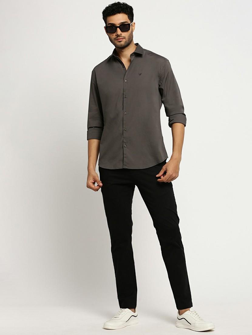 grey cotton blend casual shirt - 20598804 - Standard Image - 4