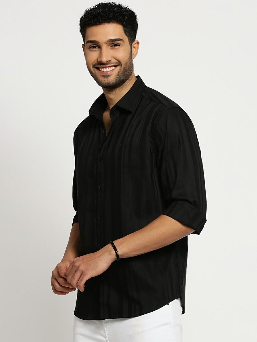 black cotton blend casual shirt - 20598805 -  Standard Image - 1