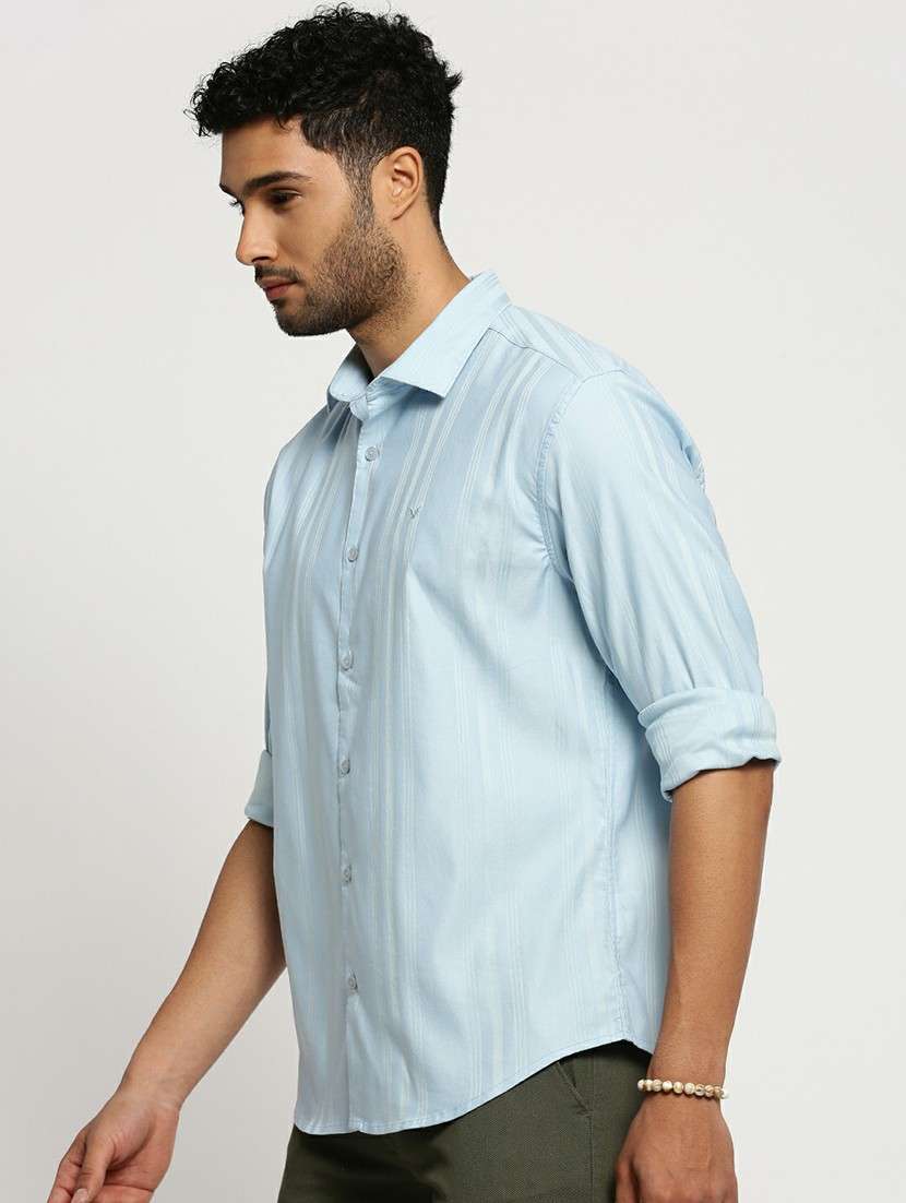blue cotton blend casual shirt - 20598806 -  Standard Image - 1