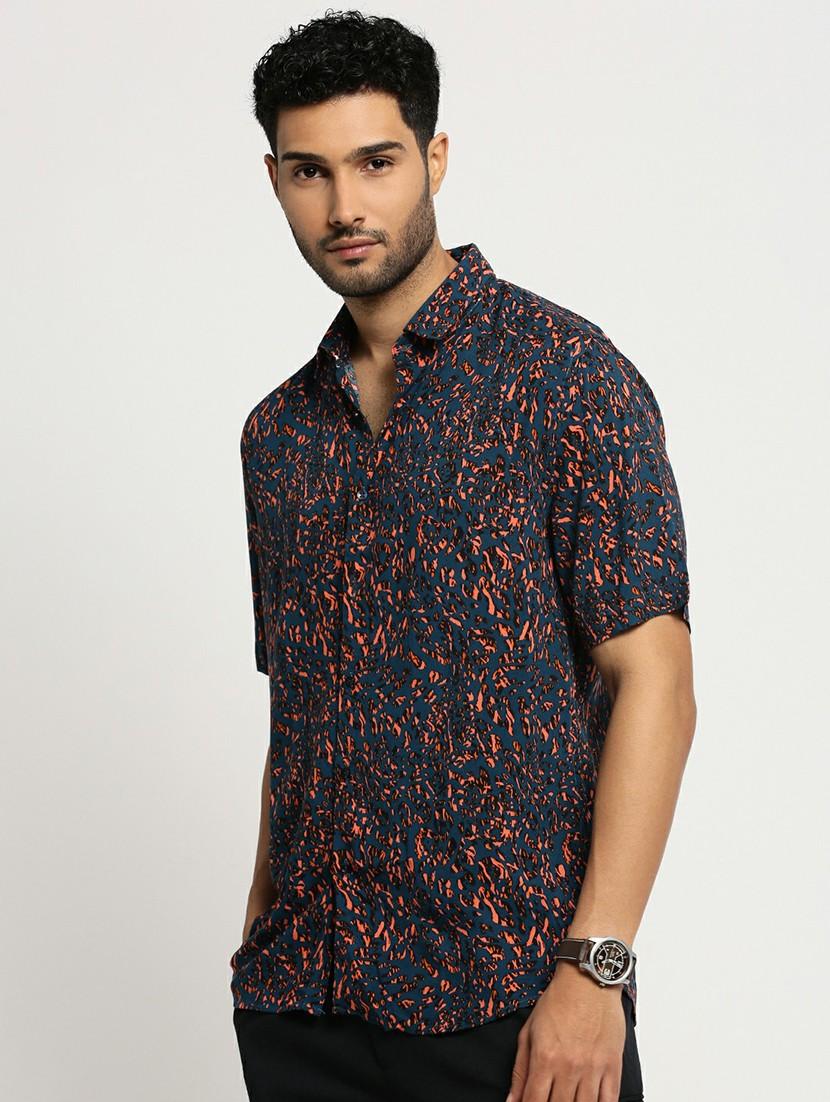 teal cotton blend casual shirt - 20598814 - Standard Image - 1