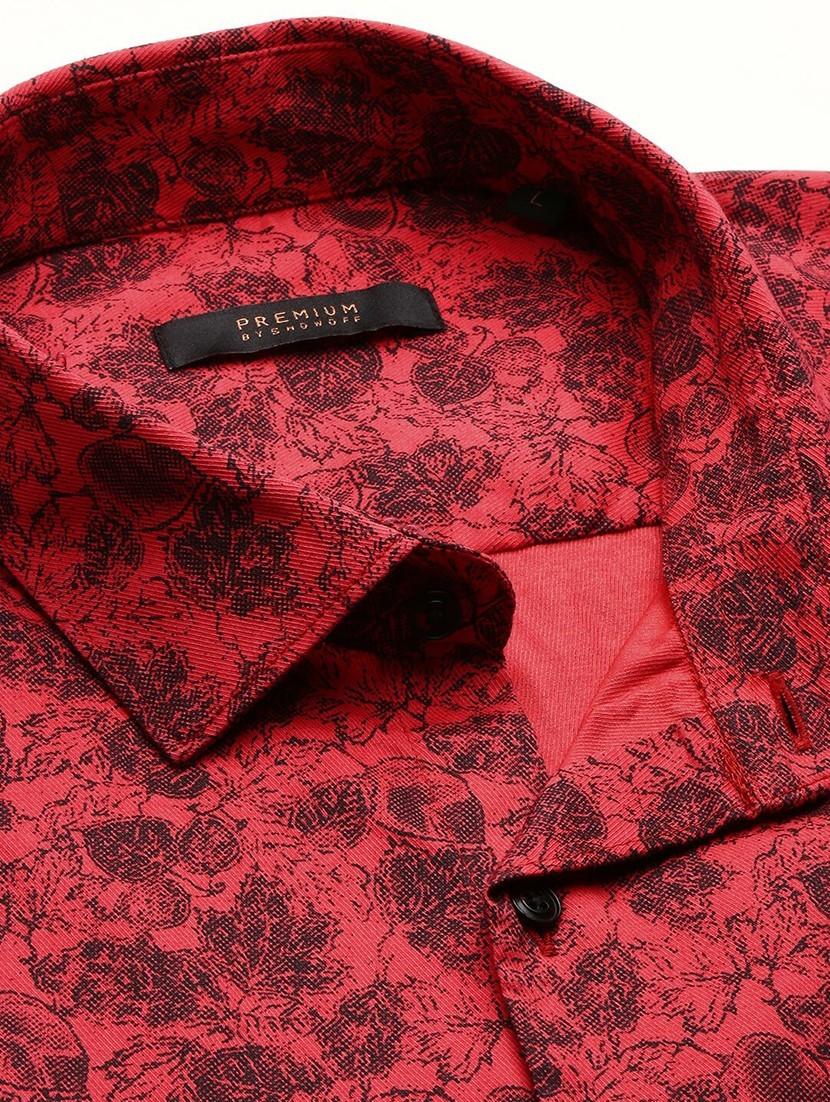 red cotton blend casual shirt - 20598823 - Standard Image - 6