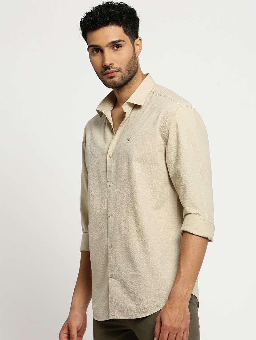 cream cotton blend casual shirt - 20598830 -  Standard Image - 1