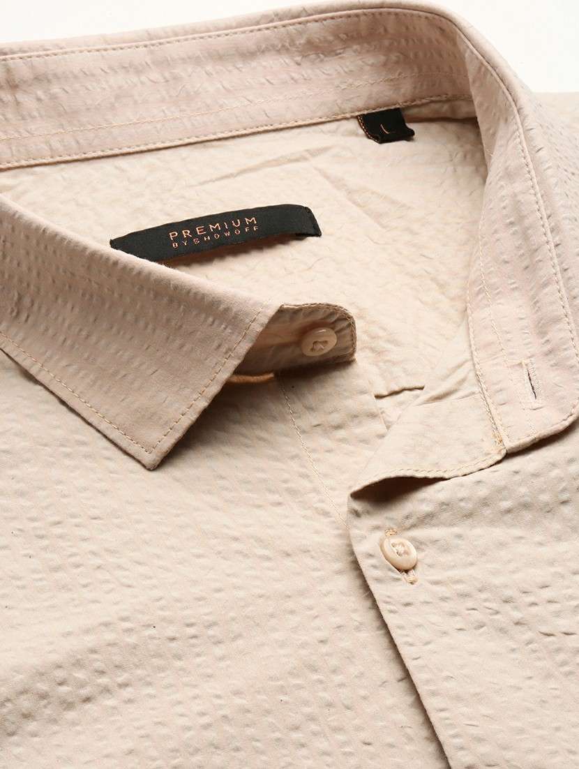 beige cotton blend casual shirt - 20598831 -  Standard Image - 6
