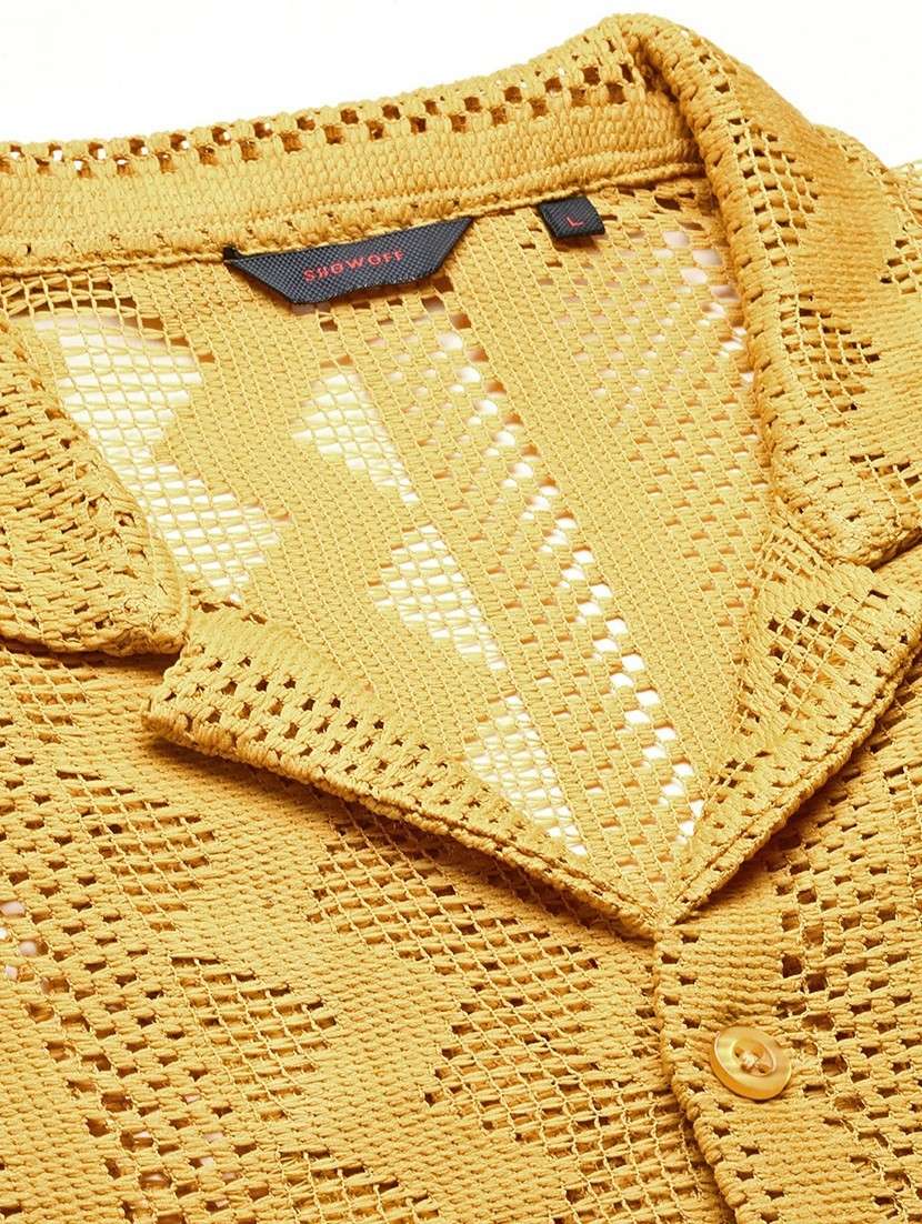 mustard cotton blend casual shirt - 20598841 -  Standard Image - 6