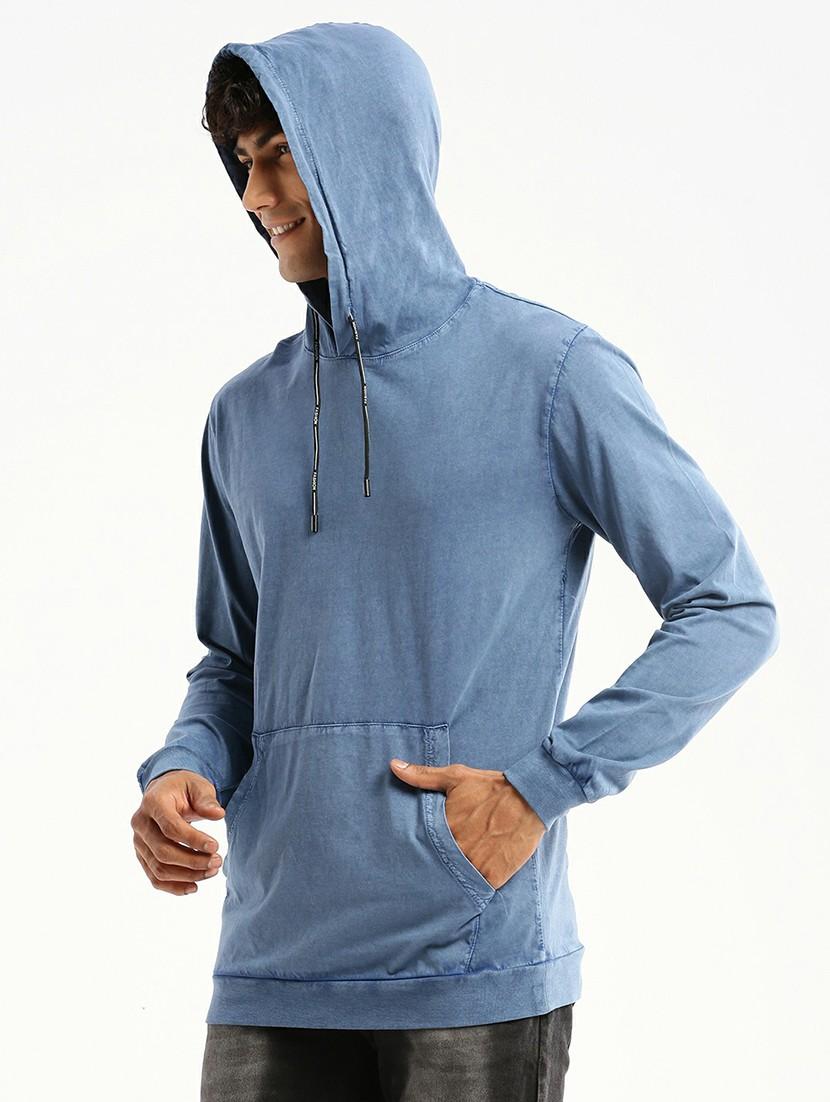 blue cotton blend plain sweatshirt - 20598852 - Standard Image - 1