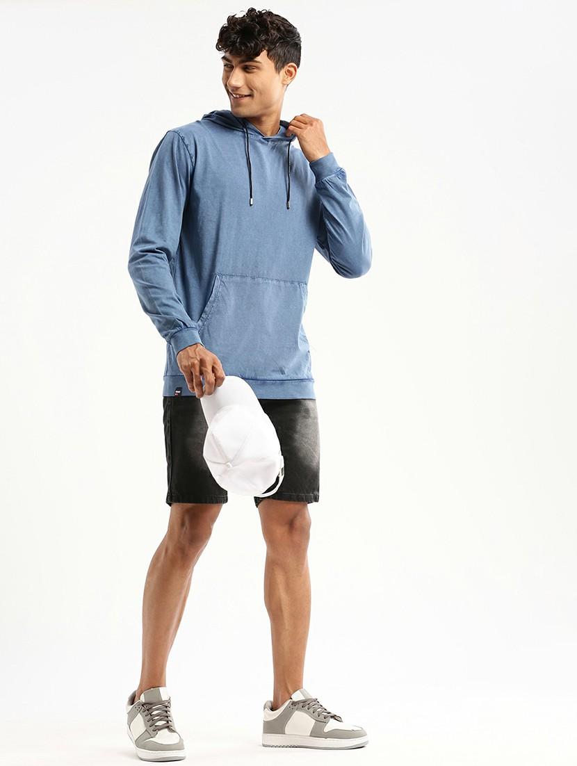 blue cotton blend plain sweatshirt - 20598852 - Standard Image - 4