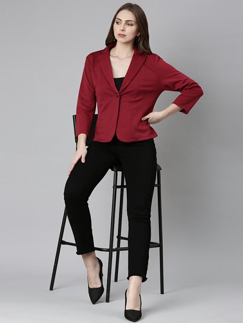 women solid single breasted blazer - 20598857 - Standard Image - 4