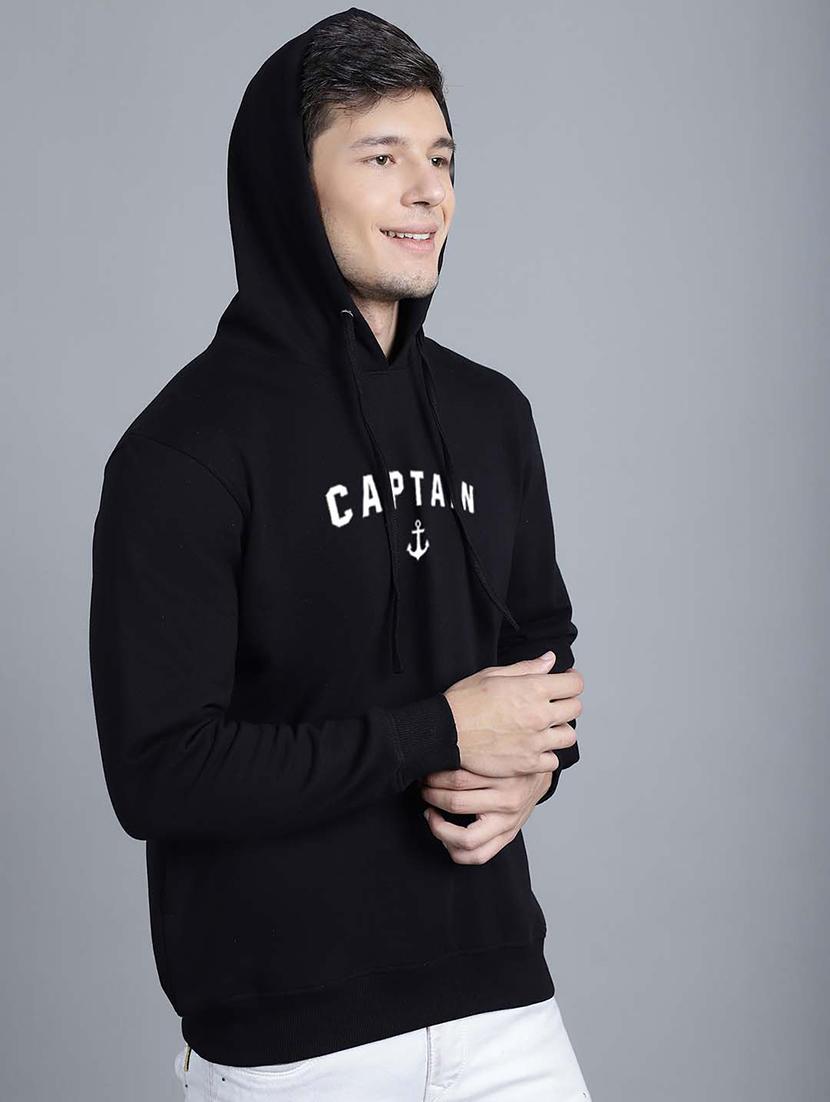 men black chest print hooded sweatshirt - 20598915 - Standard Image - 1