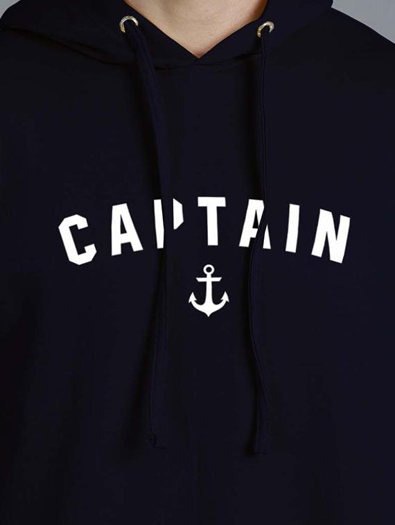 men navy blue chest print hooded sweatshirt - 20598917 - Standard Image - 4