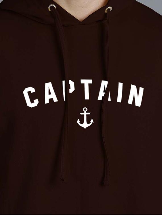 men coffee brown chest print hooded sweatshirt - 20598918 - Standard Image - 4