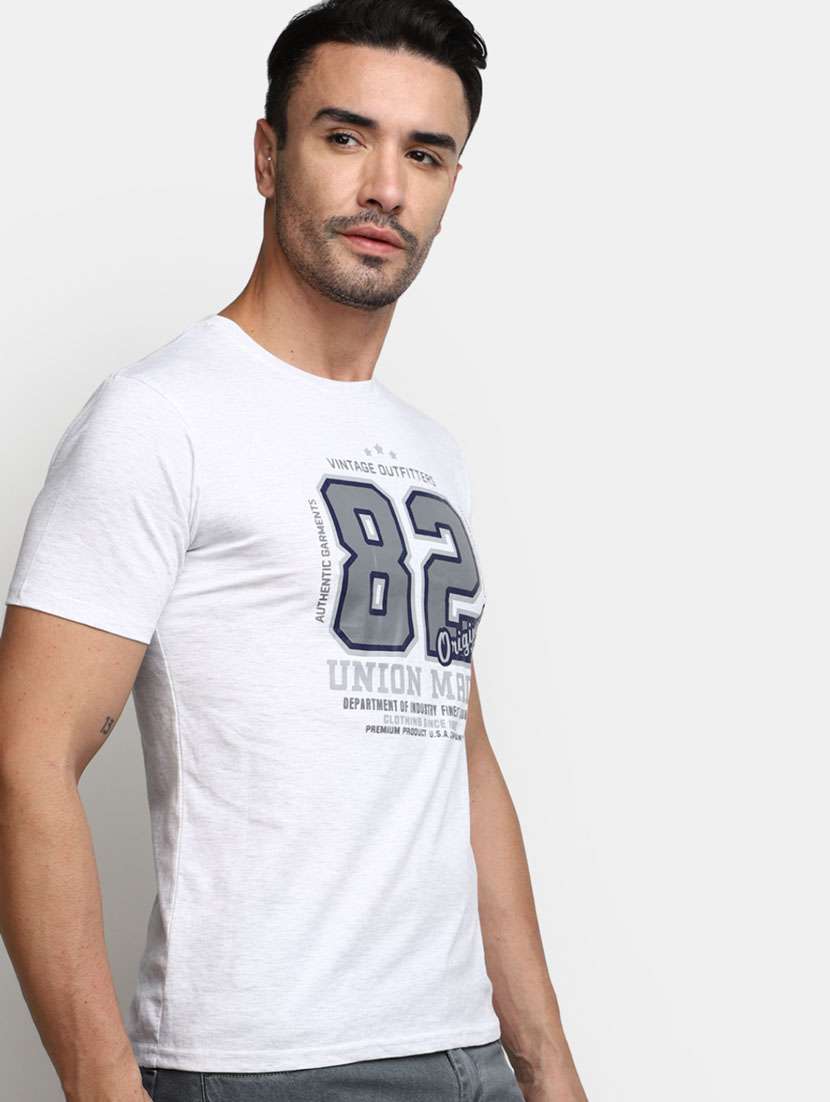grey front printed casual t-shirt - 20599930 -  Standard Image - 1