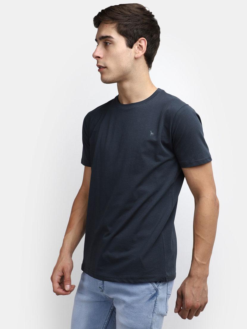 solid steel grey cotton casual t-shirt - 20599939 -  Standard Image - 1