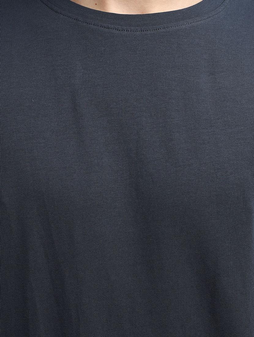 solid steel grey cotton casual t-shirt - 20599939 - Standard Image - 4