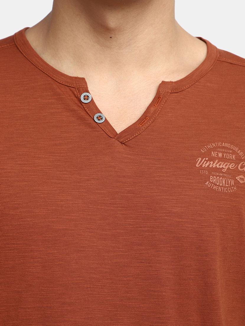 solid rust cotton casual t-shirt - 20599958 - Standard Image - 4