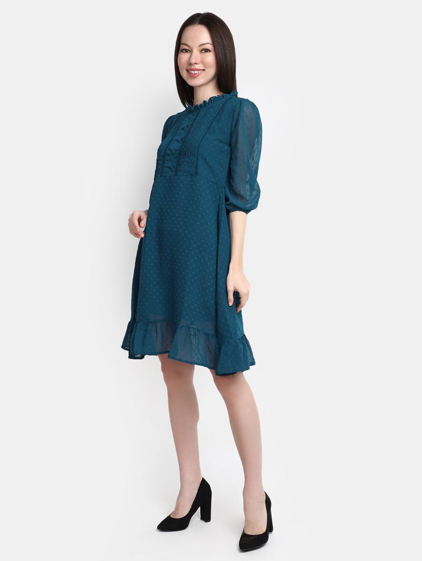 teal georgette a-line dress - 20600125 - Standard Image - 1