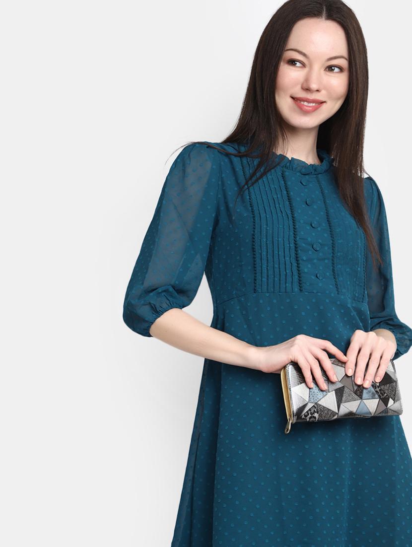 teal georgette a-line dress - 20600125 - Standard Image - 4