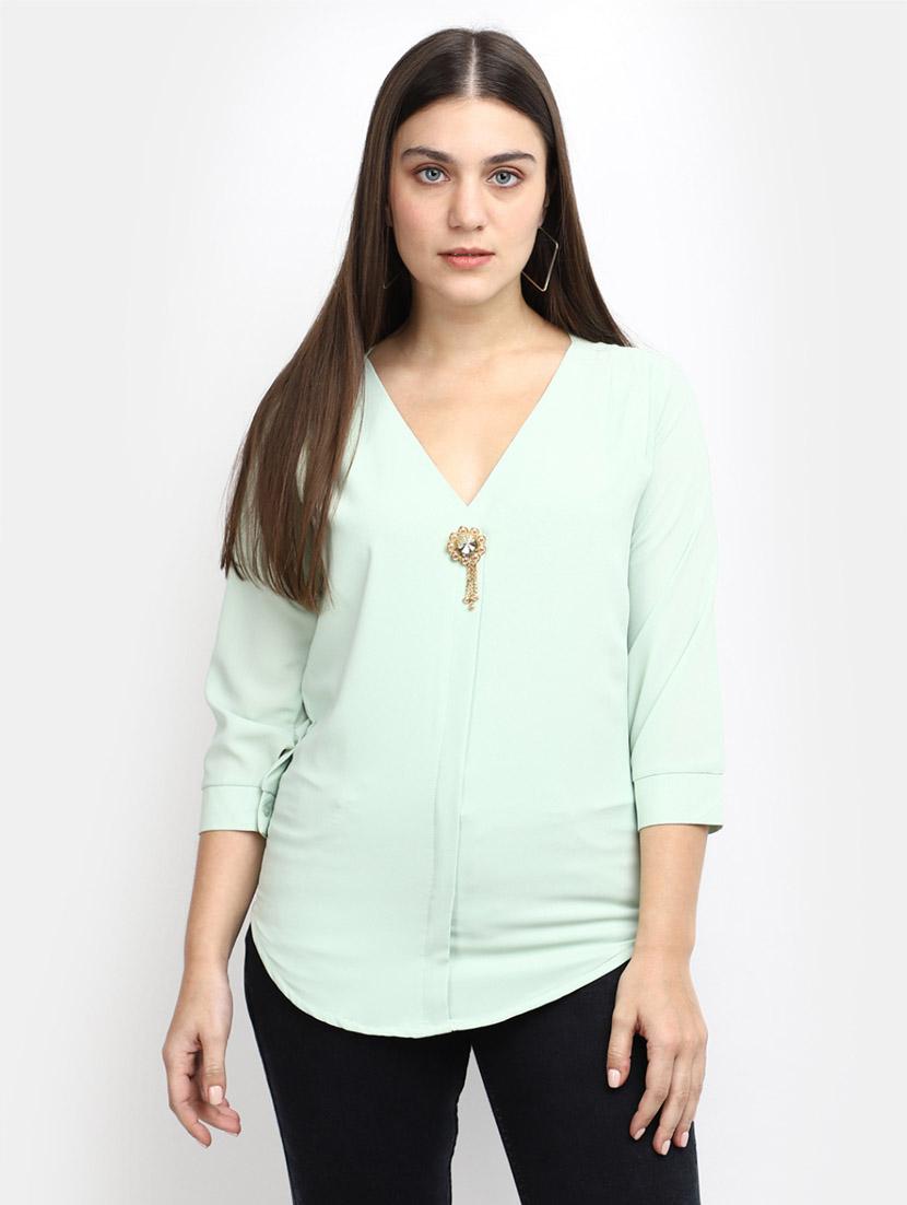 green polyester a line top - 20600153 - Zoom Image - 0