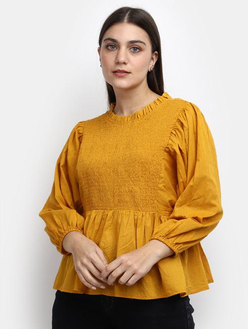 gold cotton a line top - 20600161 - Standard Image - 0
