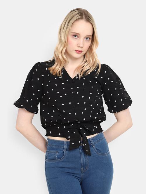 black cotton blouson top - 20600190 -  Standard Image - 0