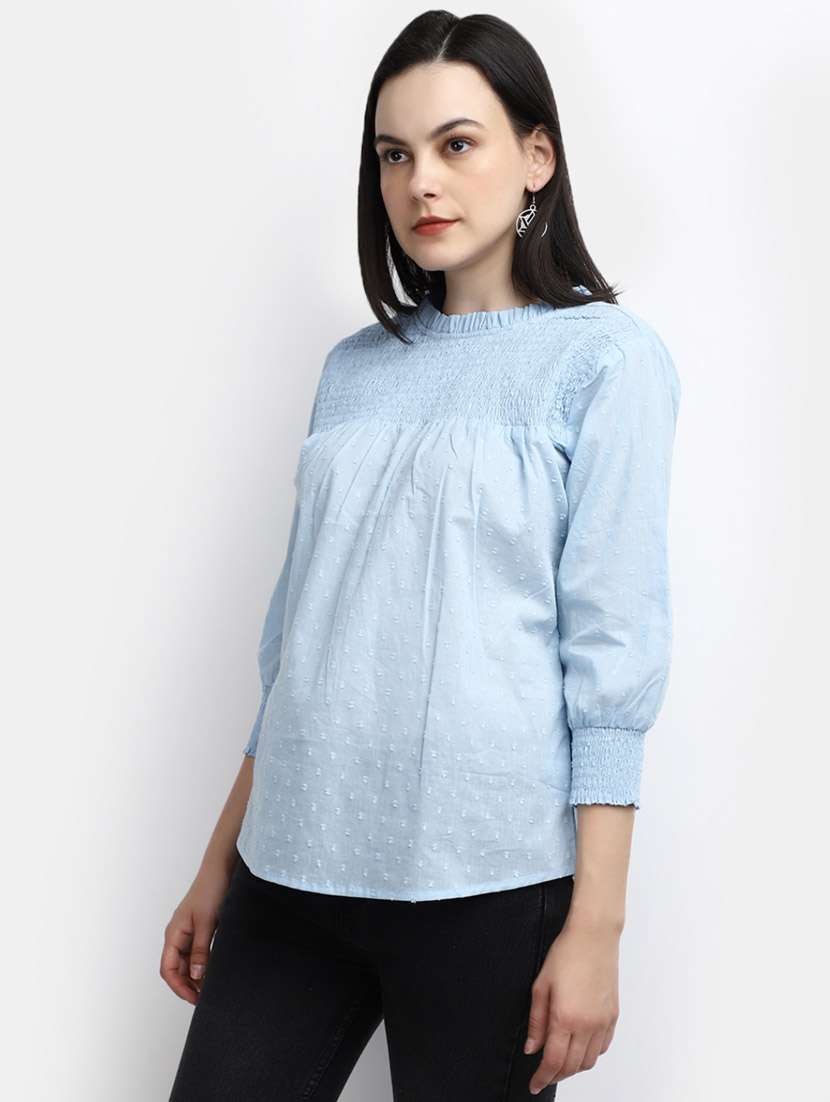 blue cotton a line top - 20600194 -  Standard Image - 1