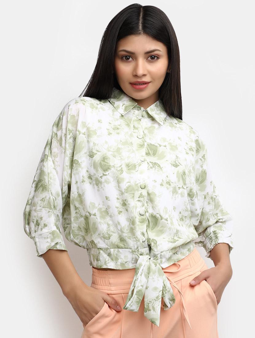 green cotton a line top - 20600196 -  Zoom Image - 0