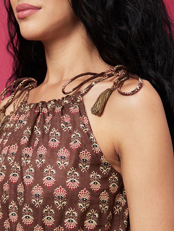 women printed halter neck tiered ethnic dress - 20600224 - Standard Image - 4