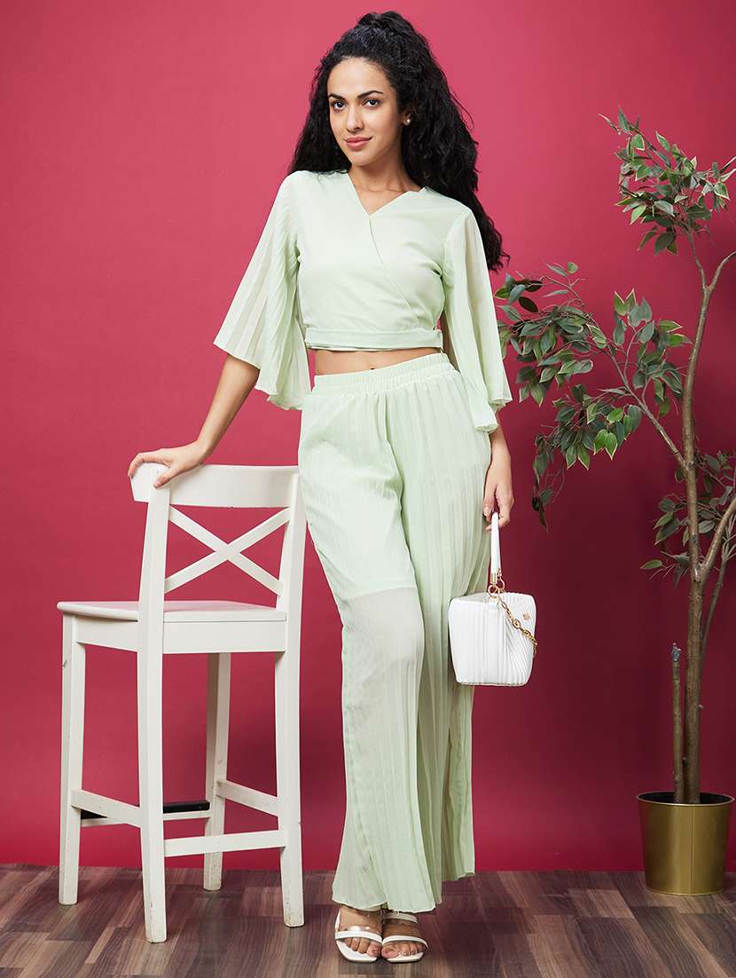 neo mint solid top and palazzos co-ord set