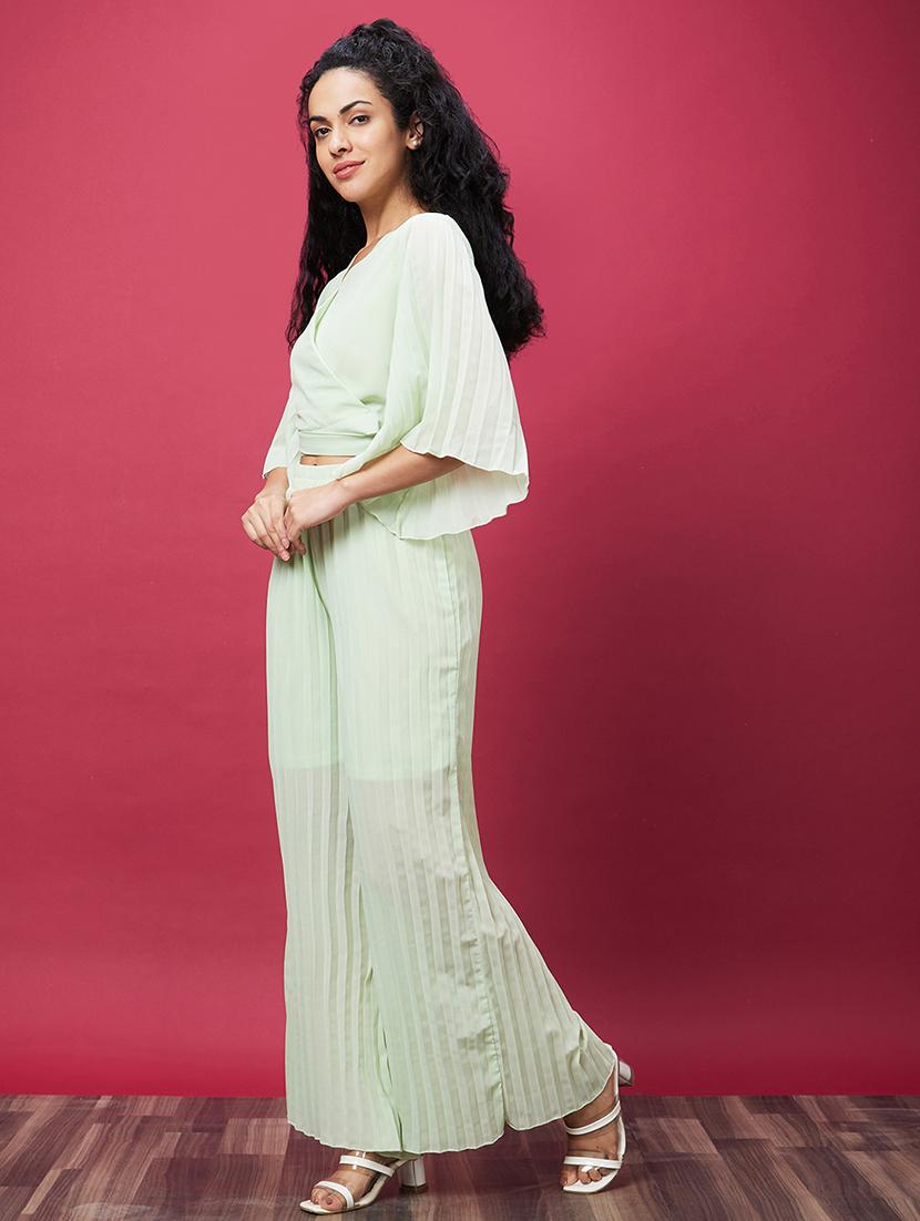 neo mint solid top and palazzos co-ord set - 20600240 - Standard Image - 1