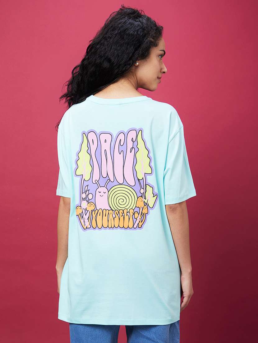 women round neck graphic printed oversized t-shirt - 20600250 -  Standard Image - 1